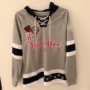 Brooklyn Cloth Black and Gray Hockey Style Hoodie Jersey